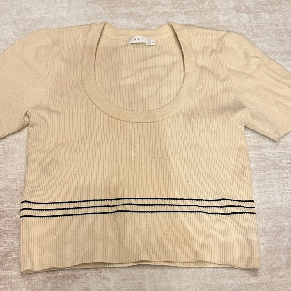 A.L.C. Beige Ribbed Knit Top
